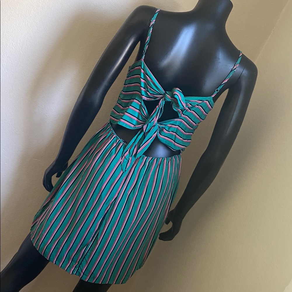 FAVLUX Kawaii Cute Striped Teal Pink Blue White Sundress - Picture 8 of 14